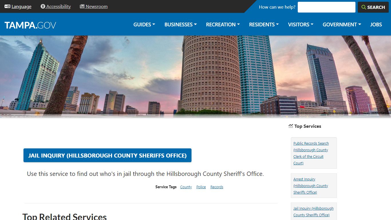 Jail Inquiry (Hillsborough County Sheriffs Office) | City of Tampa